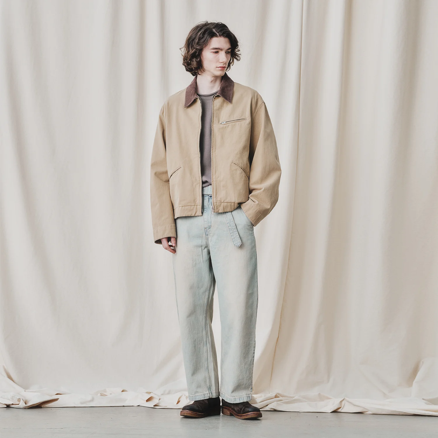 Belted Wide Denim Pants_ Bleached Indigo