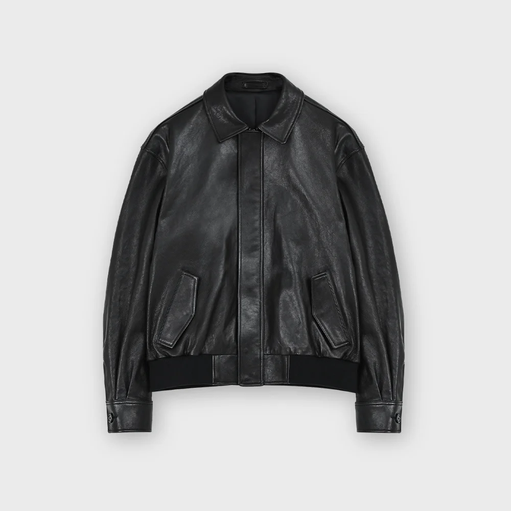 24SS Leather Blouson, Black