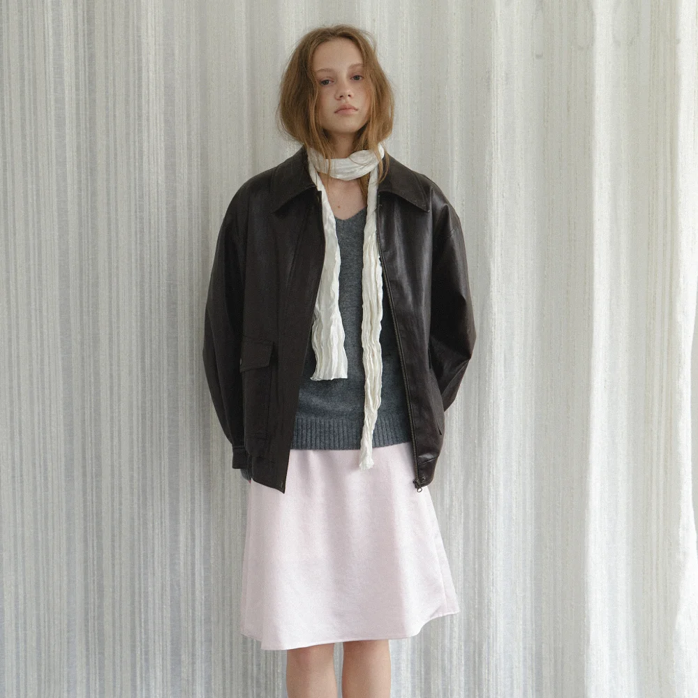 Naomi Oversized Leather Jacket_brown