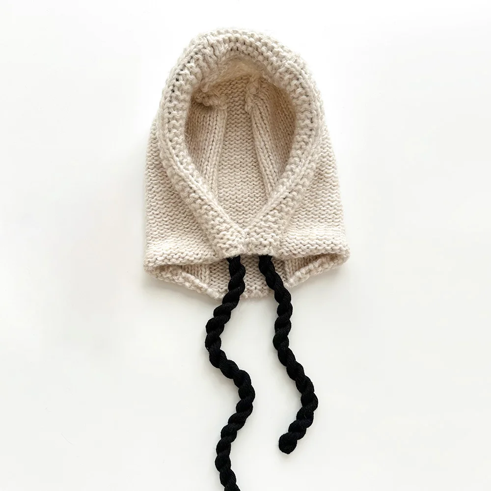 雙色 麻花 針織衫 Bonnet Hat 象牙色