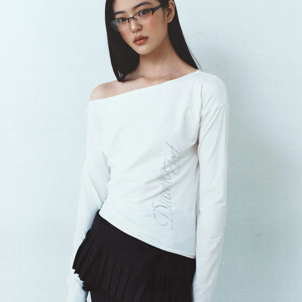 Hotfix Off Shoulder Long Sleeve White
