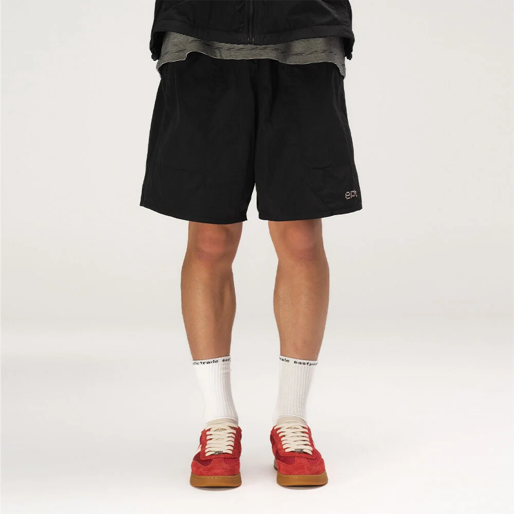 STUDDED NYLON SHORTS (BLACK)