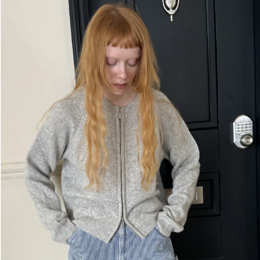 wool knit zipup_grey