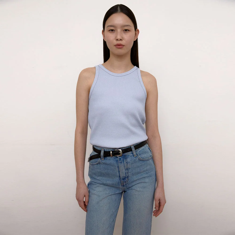 Rib Knit Sleeveless Top (Sky Blue)