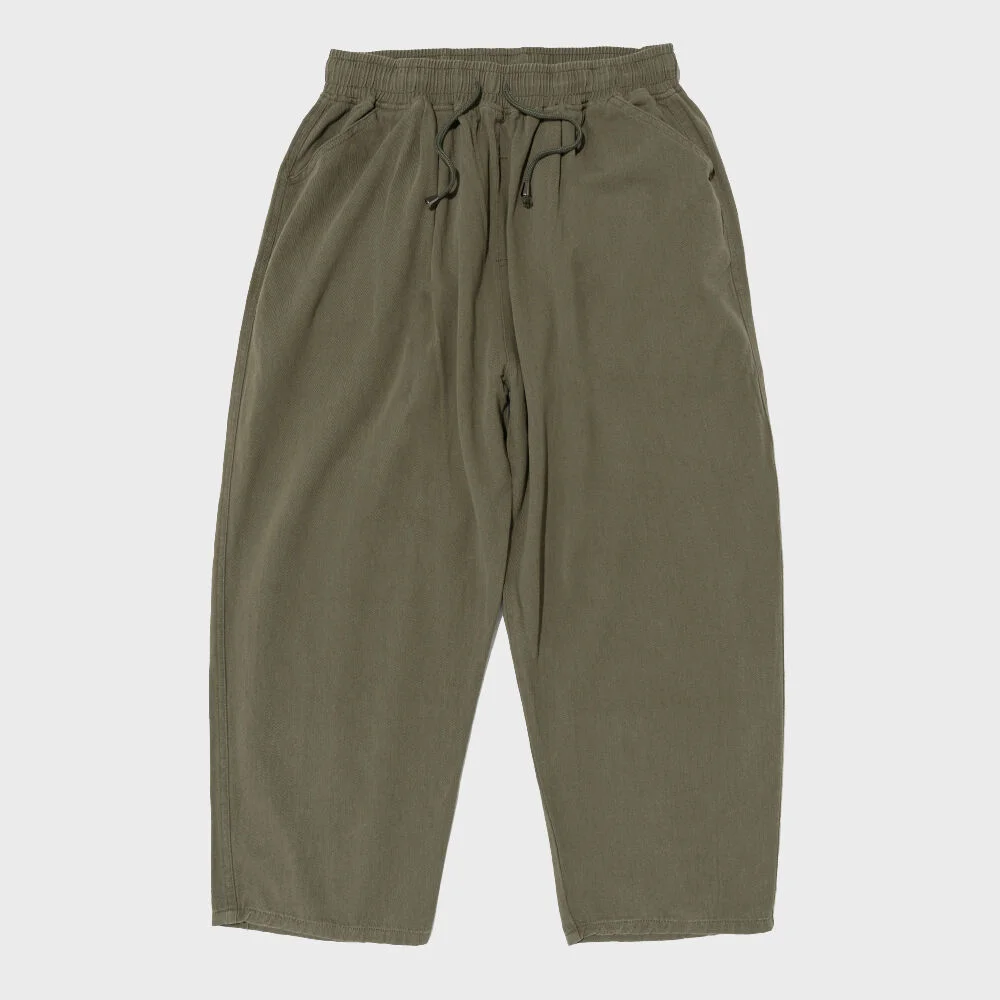 WIDE CROP COTTON PANTS (KHAKI)