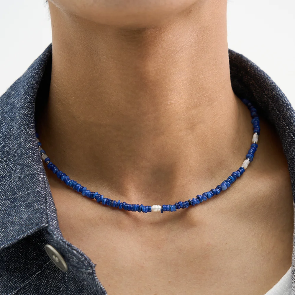 海洋 珍珠 扭結 Necklace_藍色 CHELL
