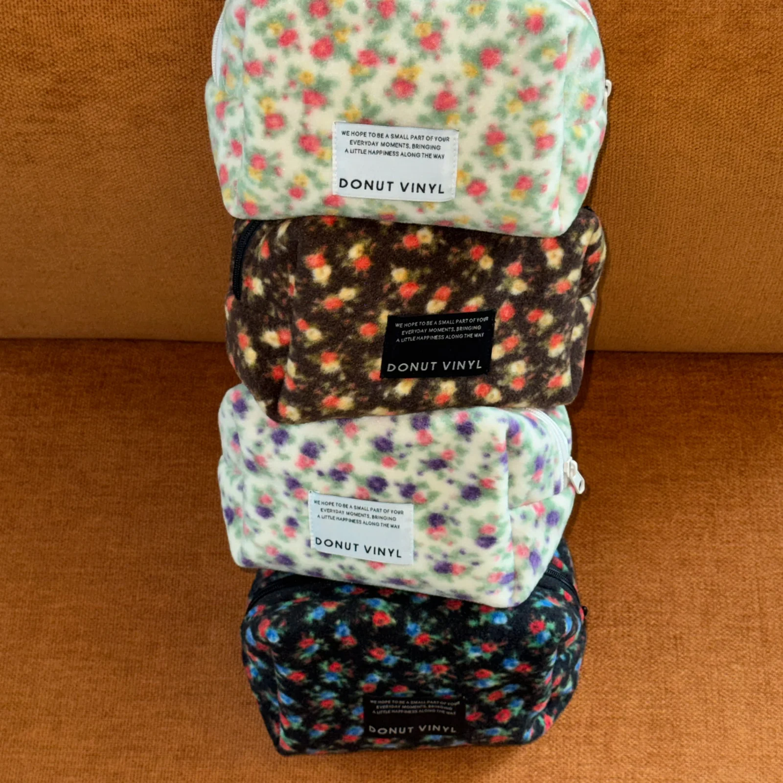 flower fleece cube pouch (4colors)