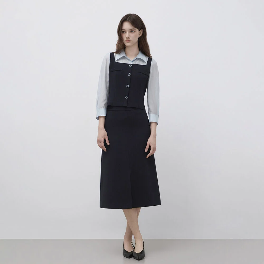 it MICHA 粗花呢 H線條 半身裙 ITQ4YSK660 (NAVY)