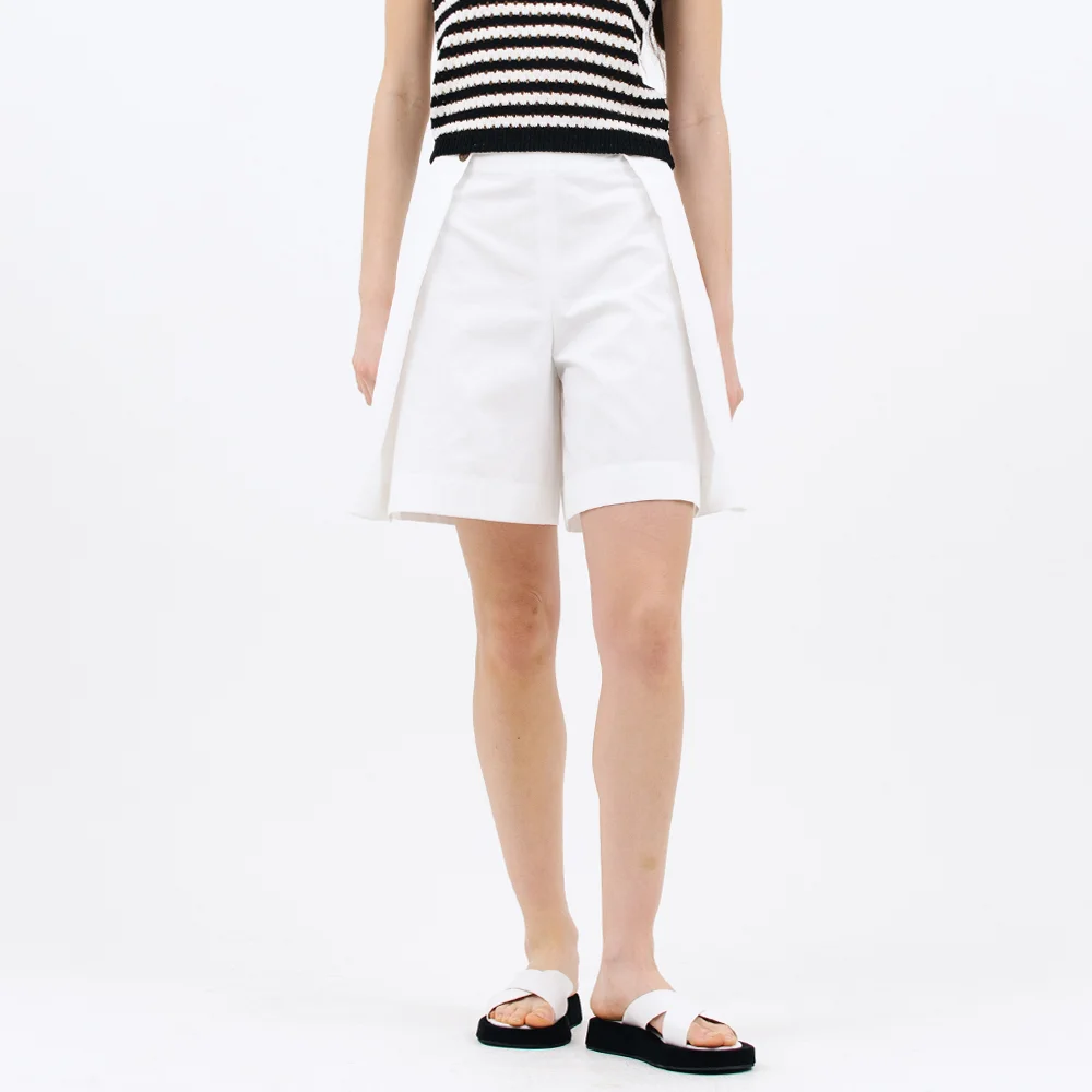 button half pants_white