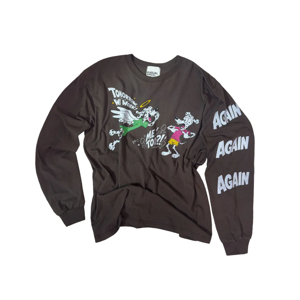 TOMORROW WE WORK LONG SLEEVE TEE-WASHED BROWN