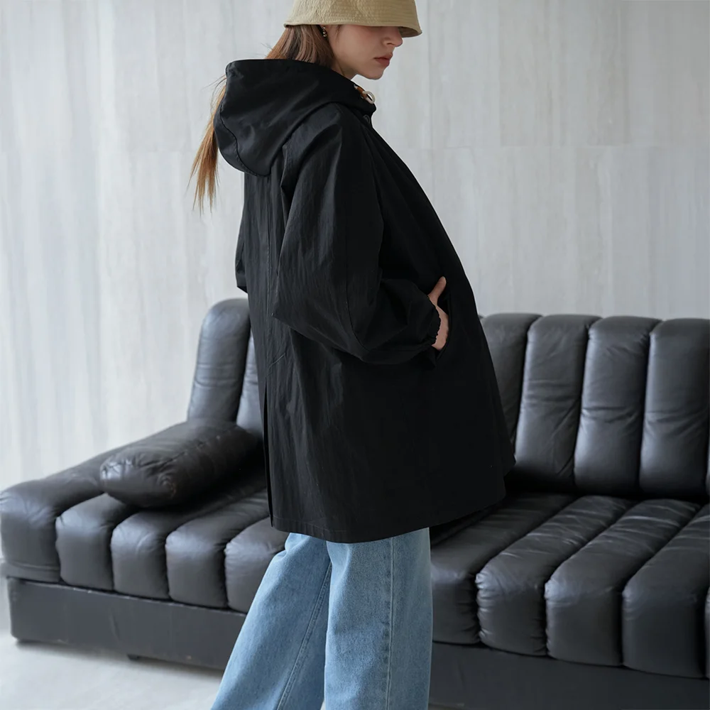 Ender hood trench Coat (Black)