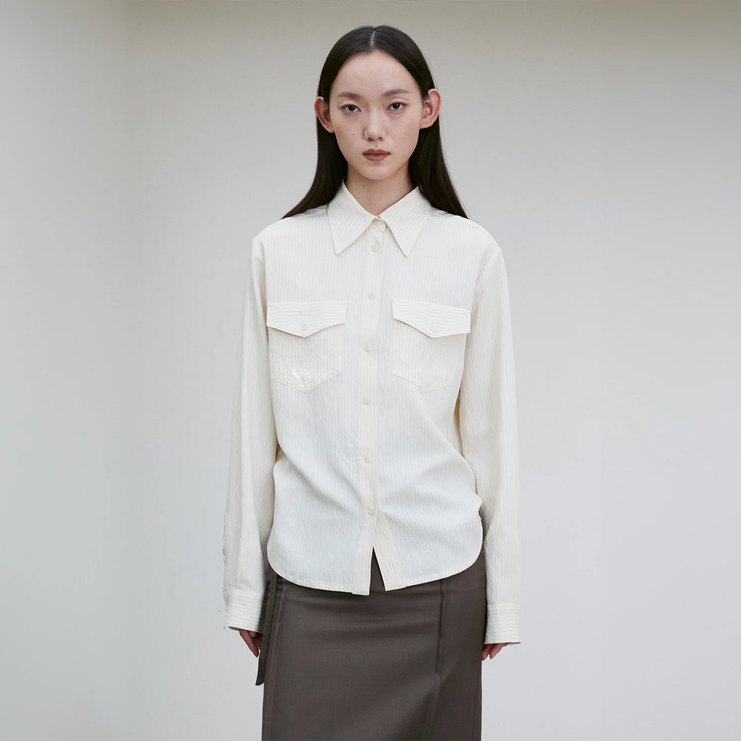 PATCH POCKET STRIPED SHIRT