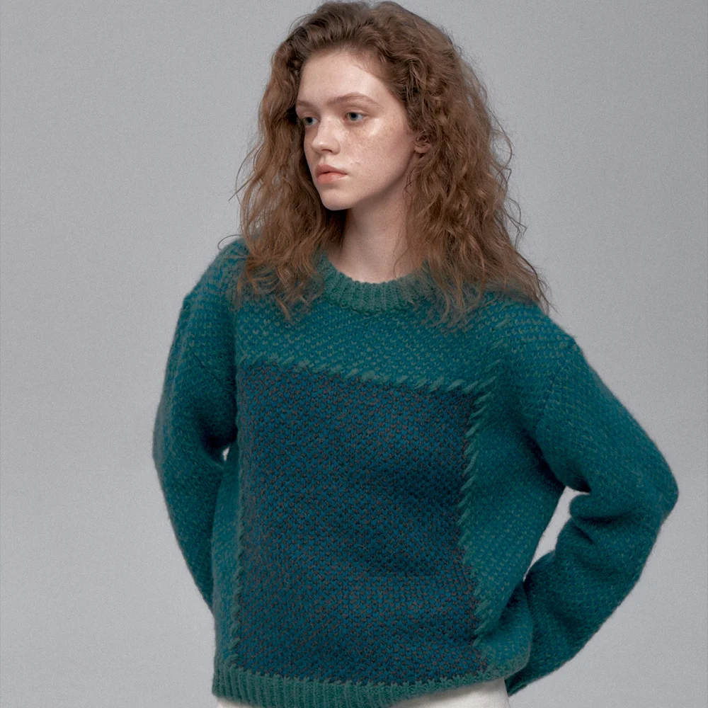 Handmade Square Knit(Blue green)