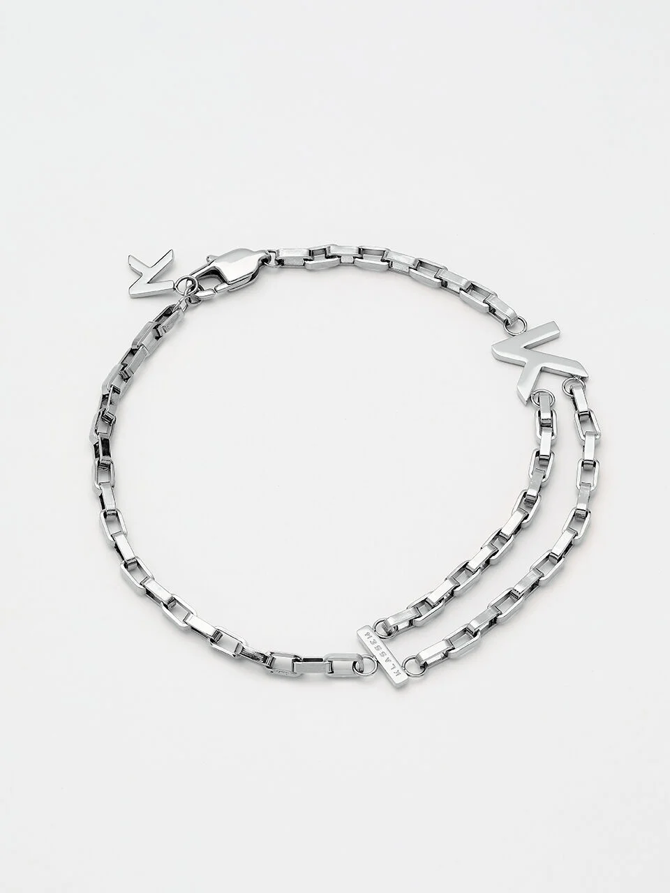 DUALITY DOUBLE CHAIN BRACELET SILVER