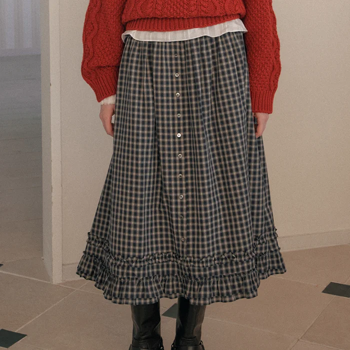 Vintage Check Frill Skirt