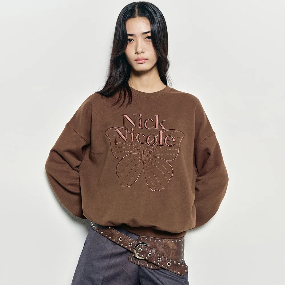 VOLUME BUTTERFLY SIGNATURE SWEATSHIRT_BROWN