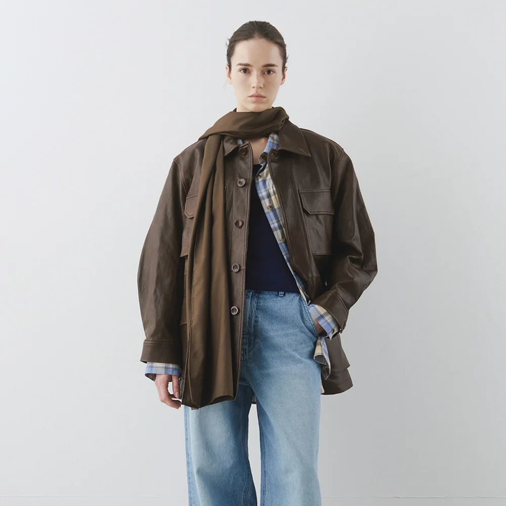 Lambskin Safari Jacket in Brown
