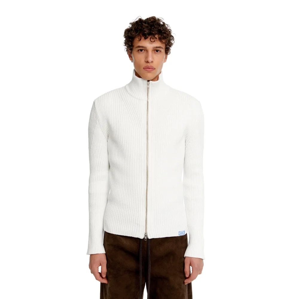 MEN SLIM-FIT ZIP-UP SWEATER - WHITE