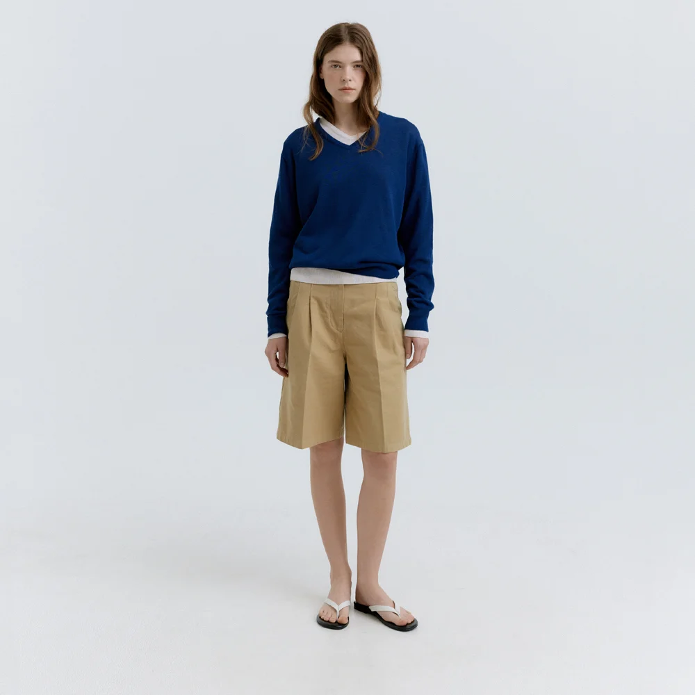 Leo Cotton Bermuda Pants (Beige)