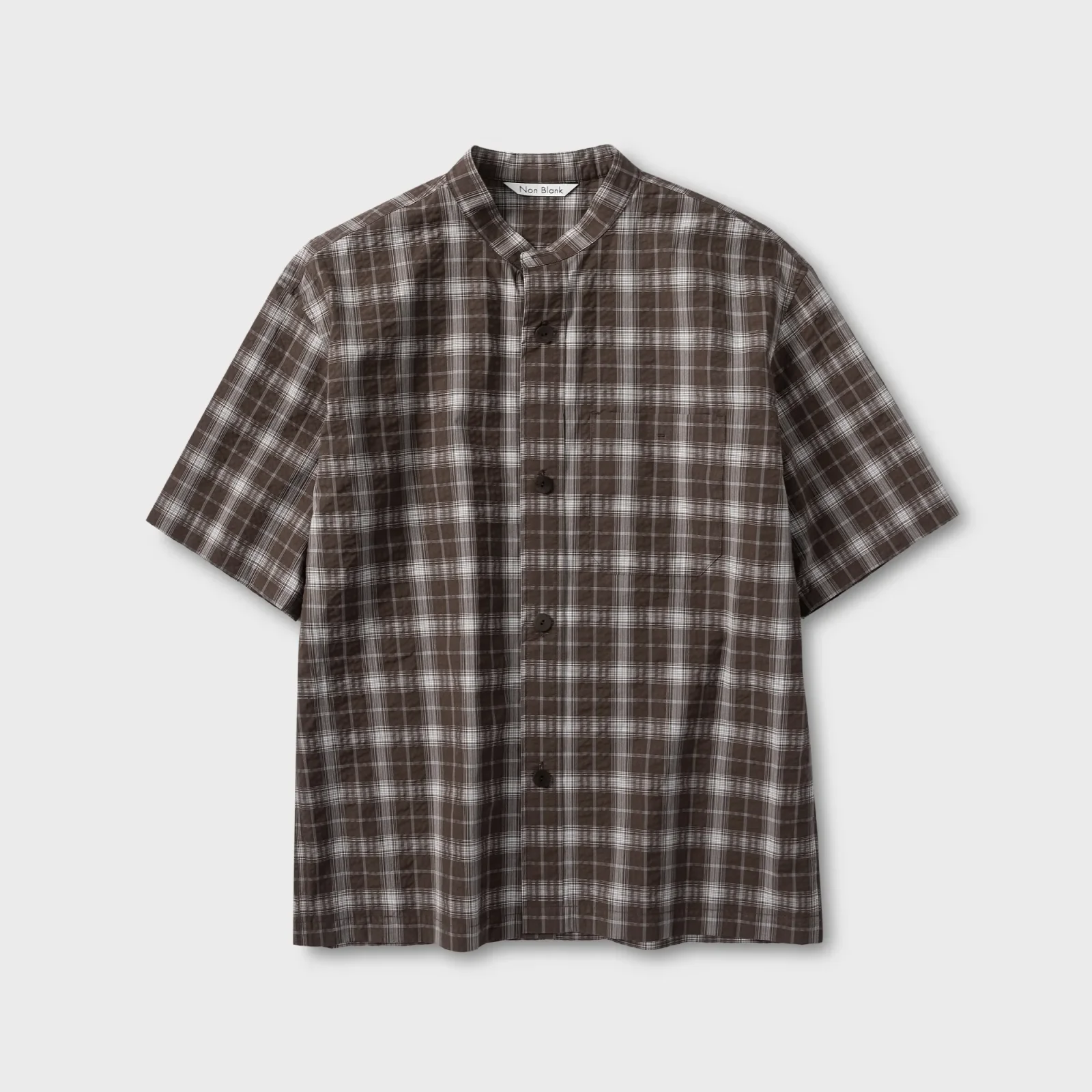 中式 衣領 格紋 襯衫_KHAKI BROWN