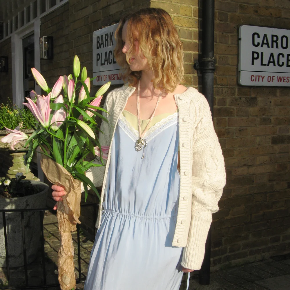 Twisted Puff Cardigan (Cream)
