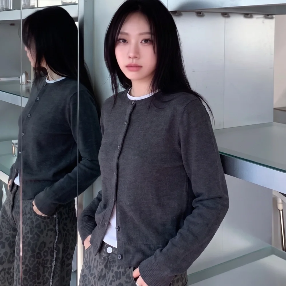 女裝 女裝 層次 短版 圓領 開襟外套_5colors
