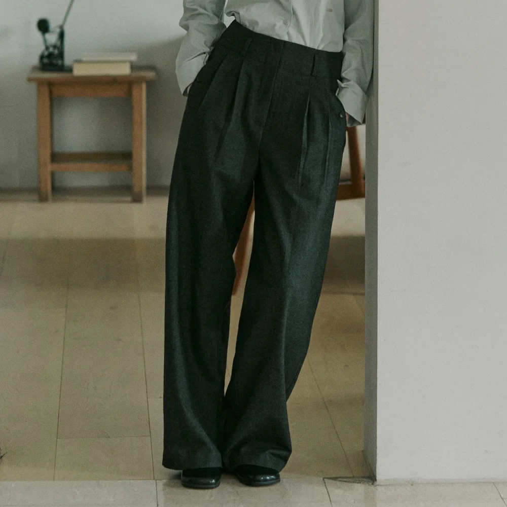 Sensuous martin double pintuck slacks - charcoal
