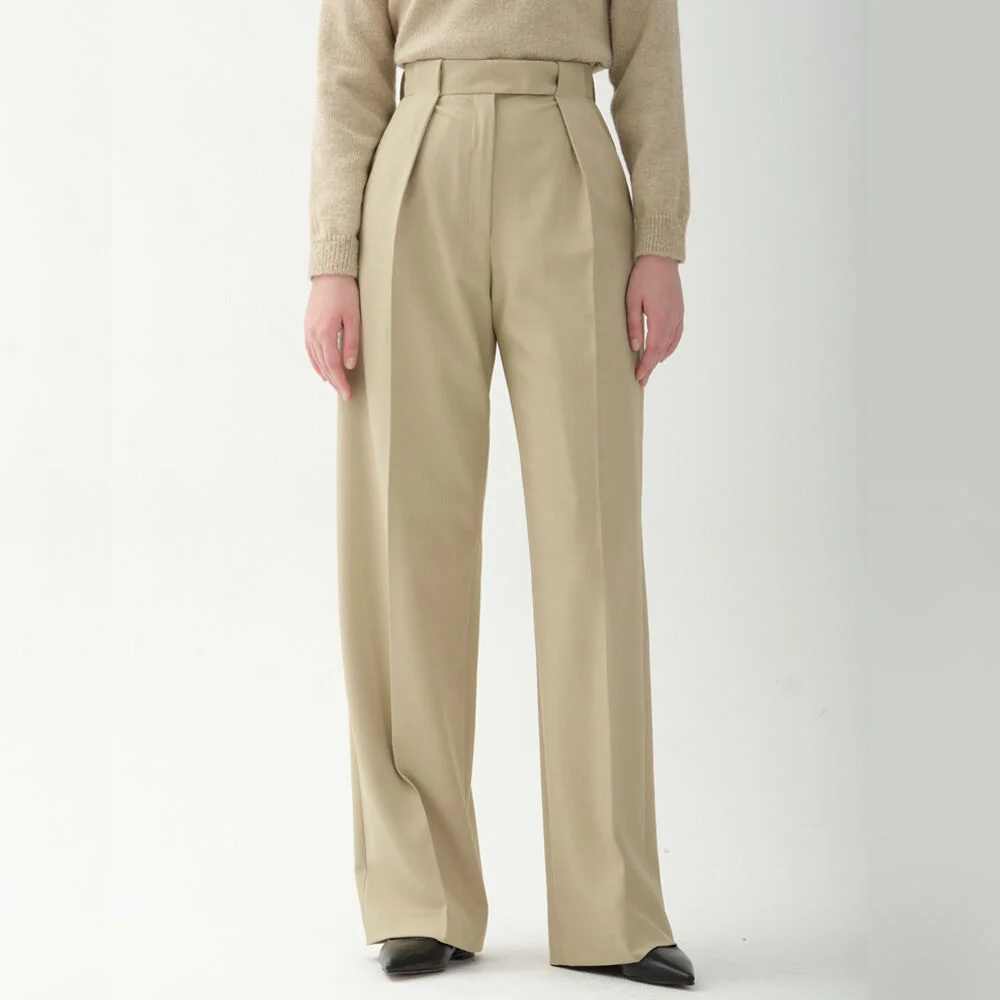 tuck pants_beige