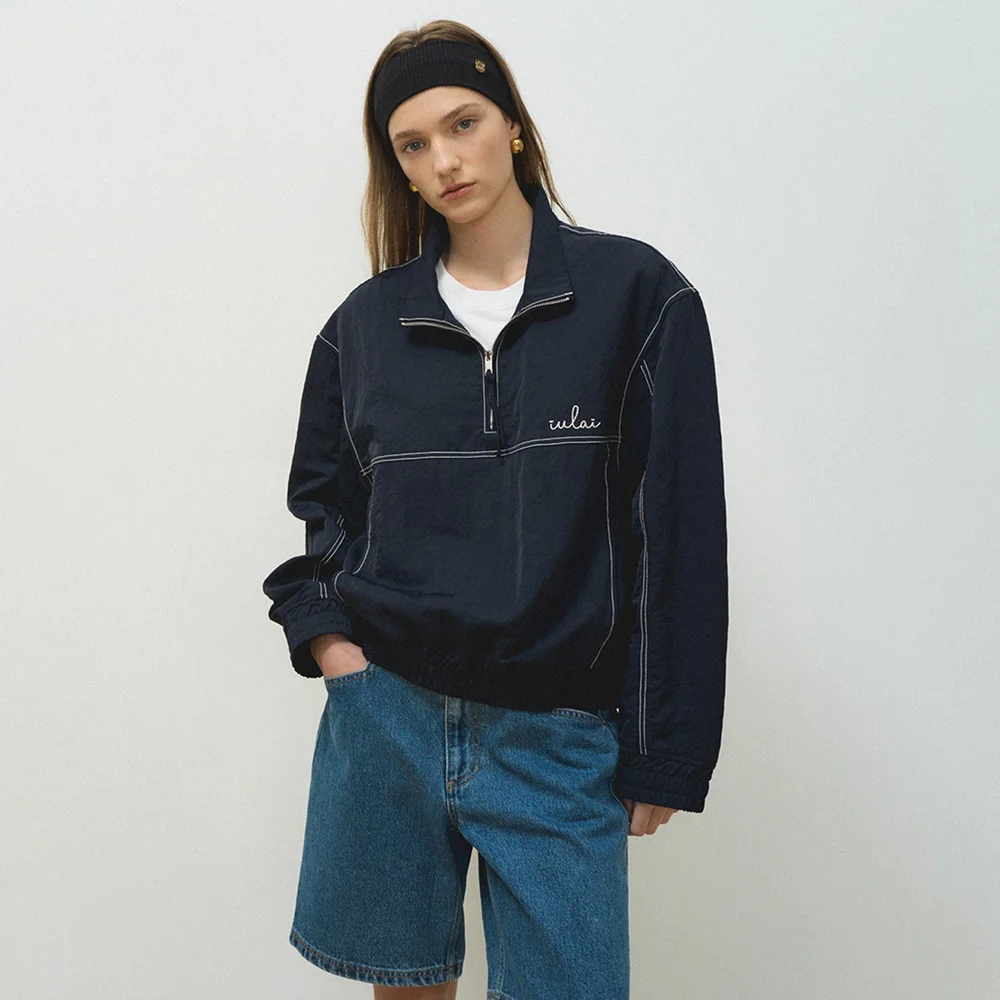Atman anorak jumper Oxford navy