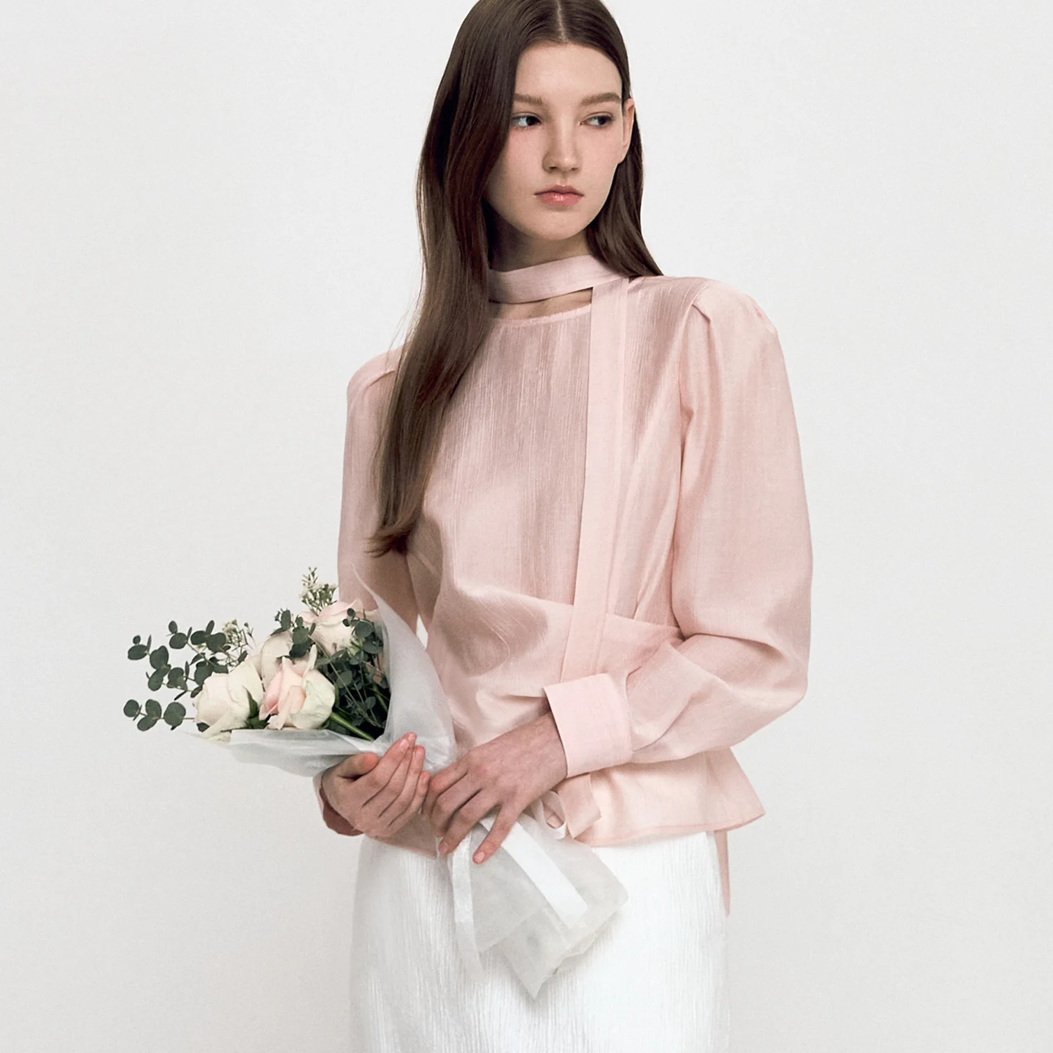 Waist Tuck-decorative Blouse PINK