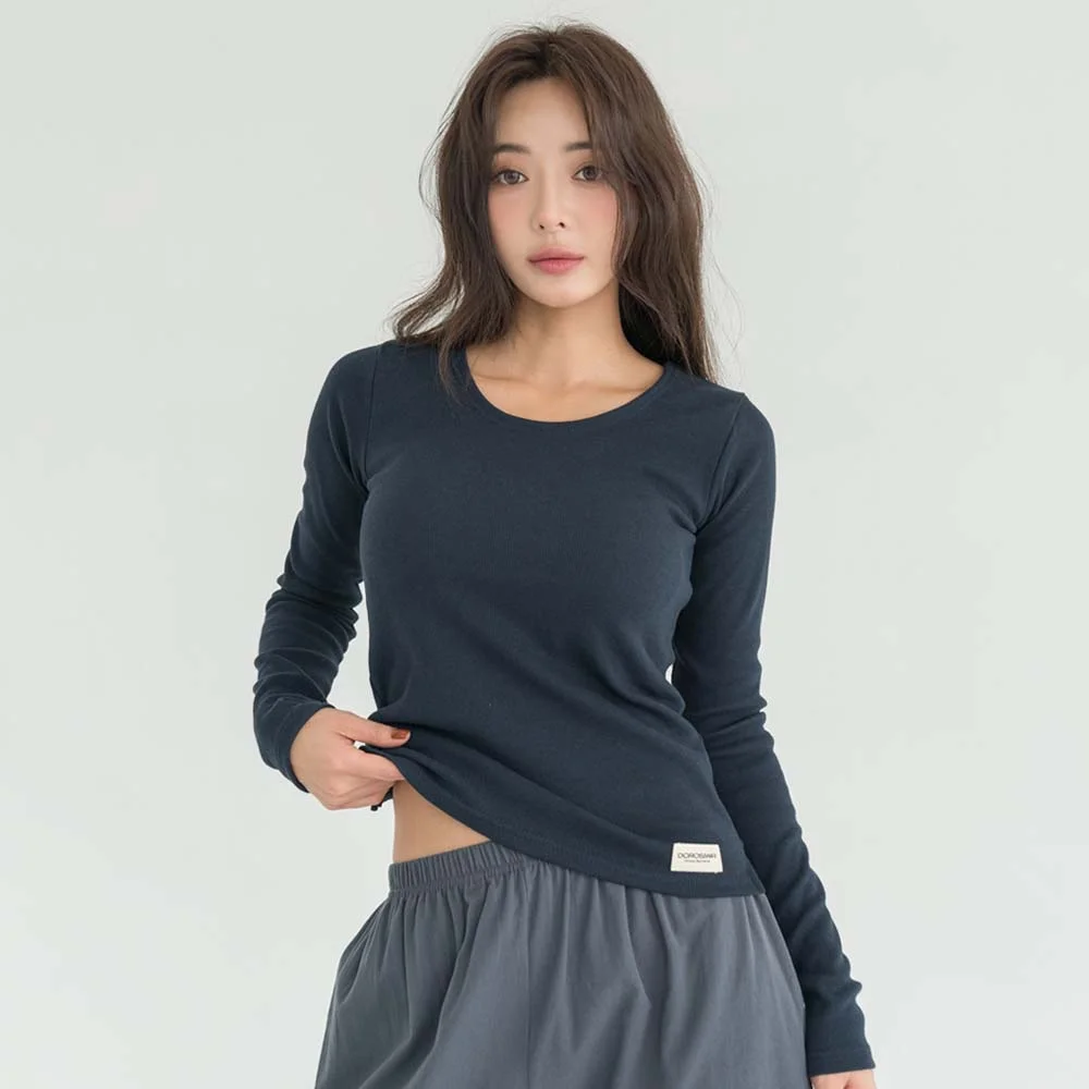 Minimal Garments Ribbed Long Sleeve Top (Built-in Cap)_4colors