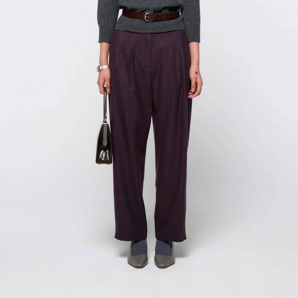 Wool tapered pants, Burgundy