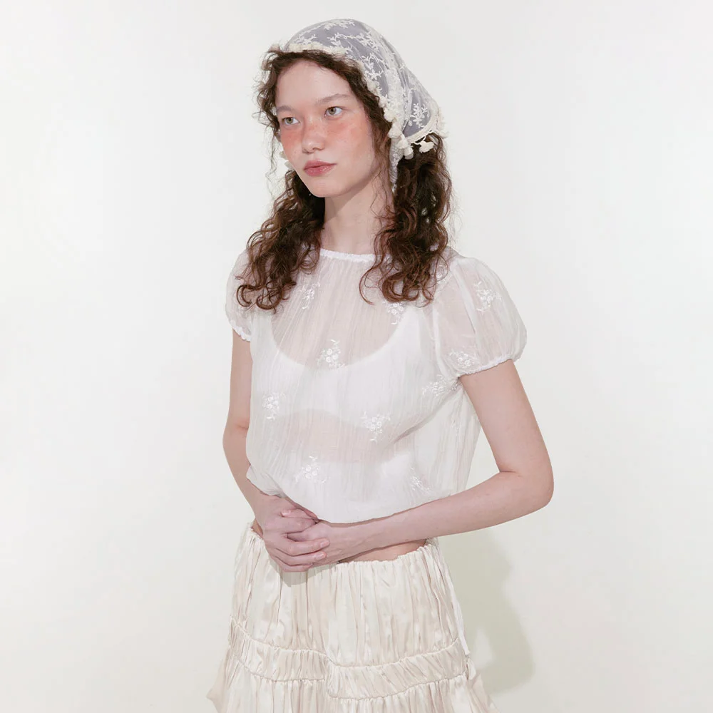 Flower String Blouse (White)
