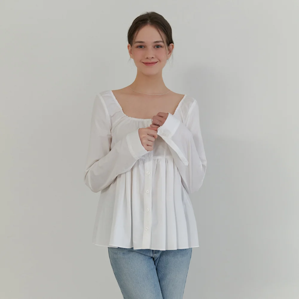 Rosie shirring blouse (white)