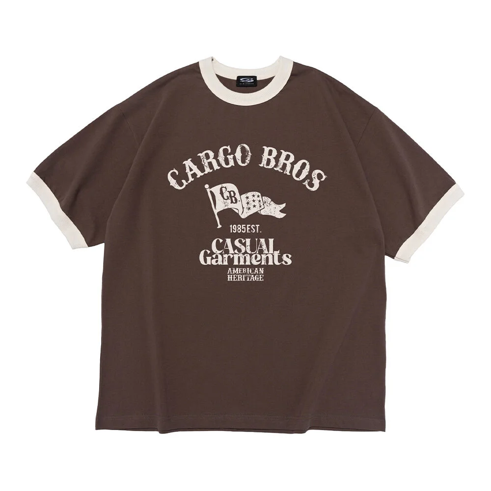 WASHED HERITAGE RINGER SHORT SLEEVE T-SHIRT (BROWN)