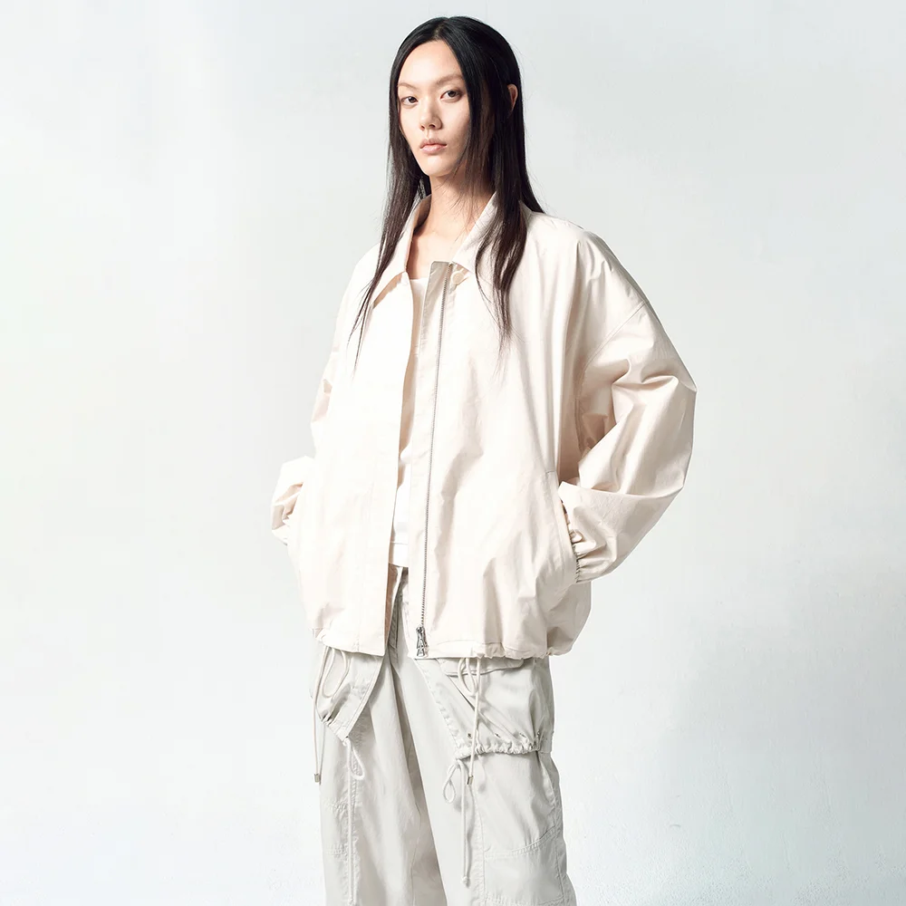 印花棉布 超大版型 夾克 ASH IVORY