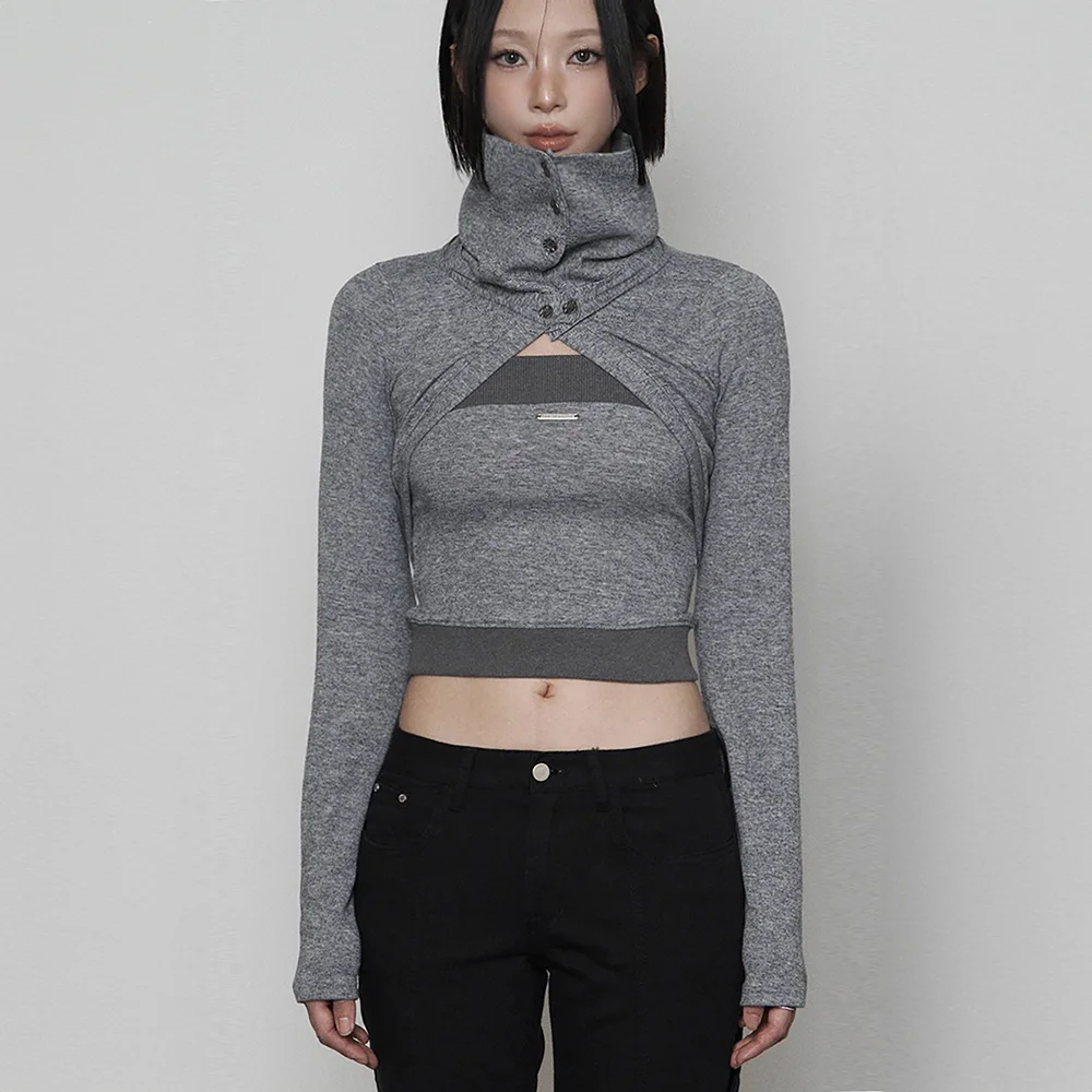 Polar Open Bolero Top Set (MELANGE GRAY)