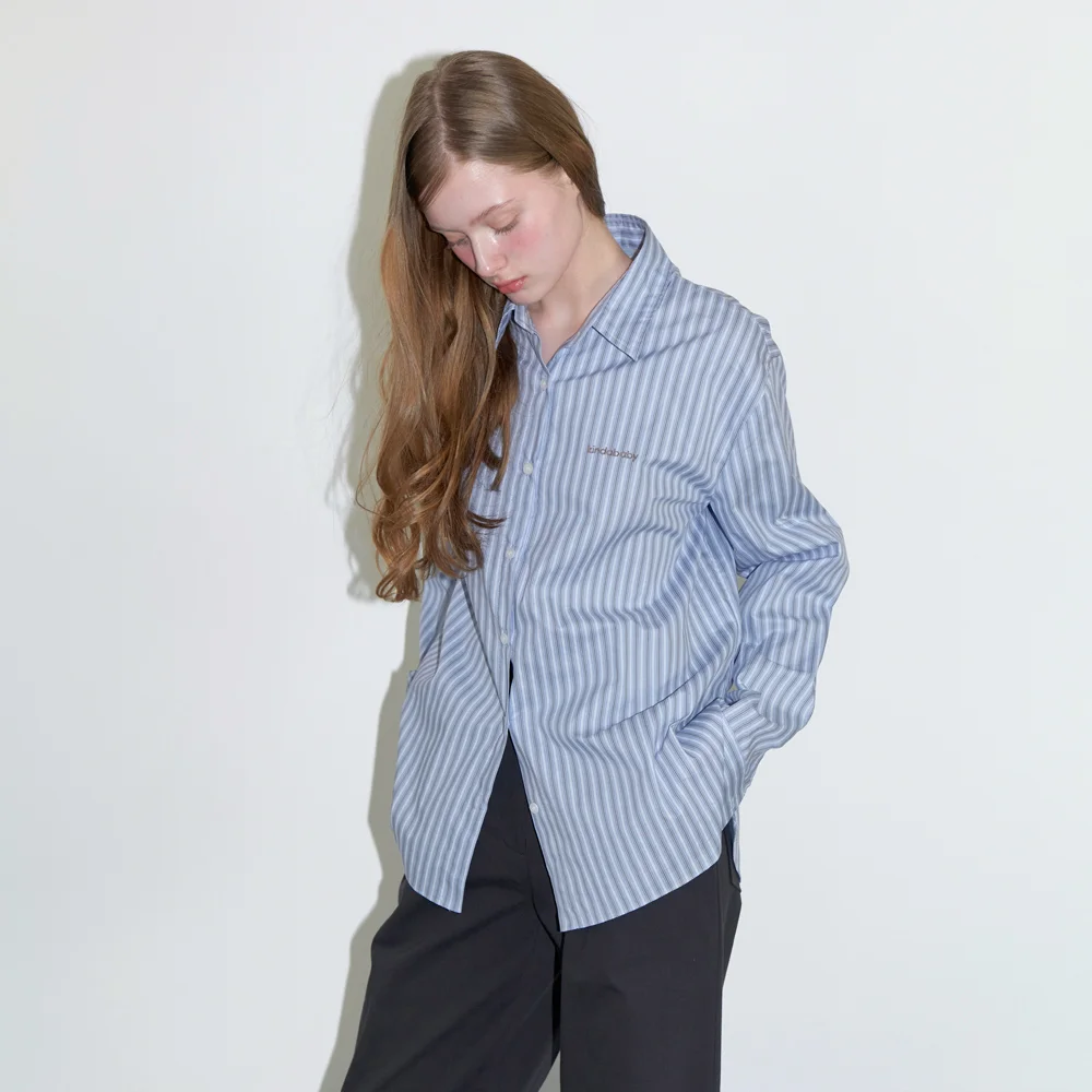 classic logo stripe shirts - sky blue