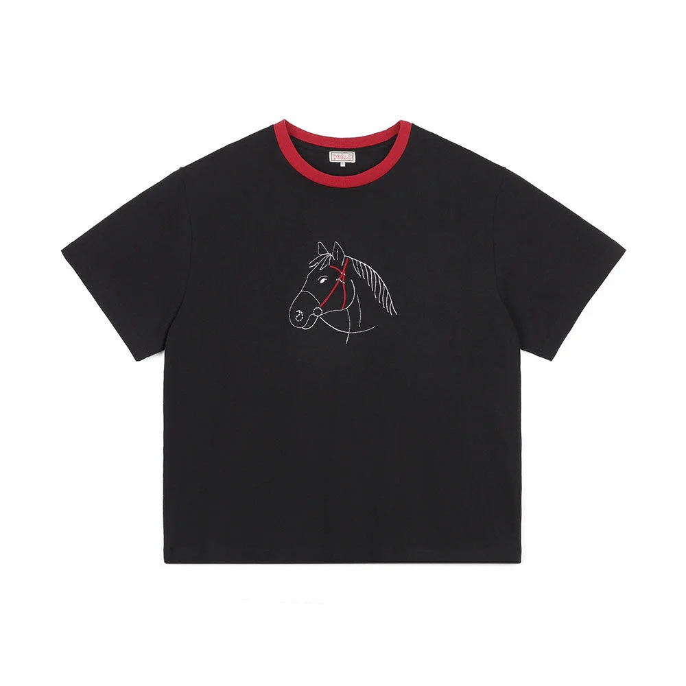 Rough Stitch Crop Tee 53 (BLACK)