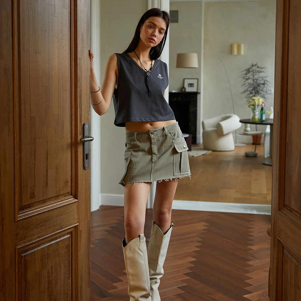 Vintage Cargo Micromini Skirt / Khaki