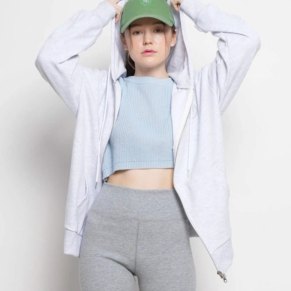 中性 All Weather 兩穿 連帽拉鍊外套 White Melange