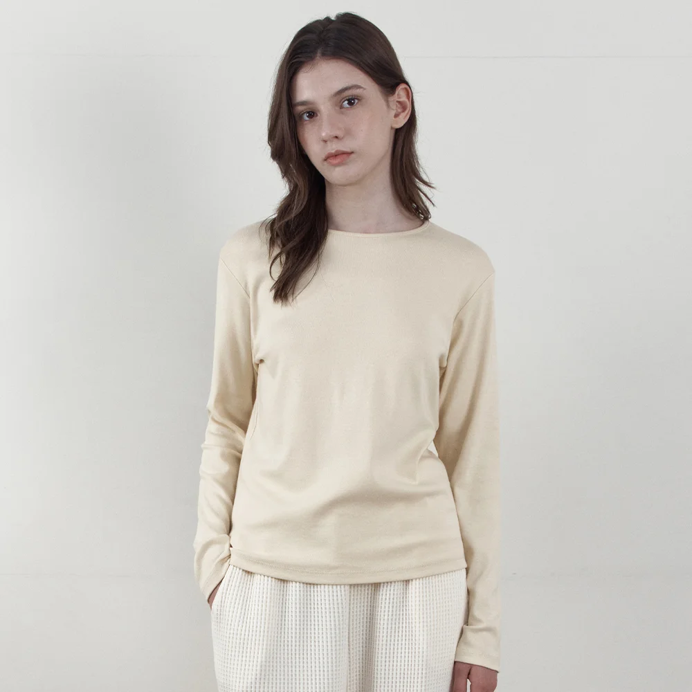 Color Round-Neck Long-Sleeve Tee_LEMON(WB6TP47)
