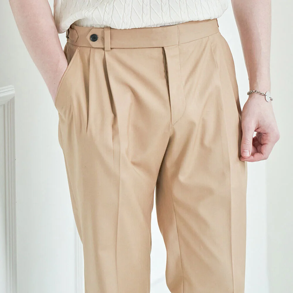 ALCPT010 修身剪裁 Two Pleats 褲子_beige
