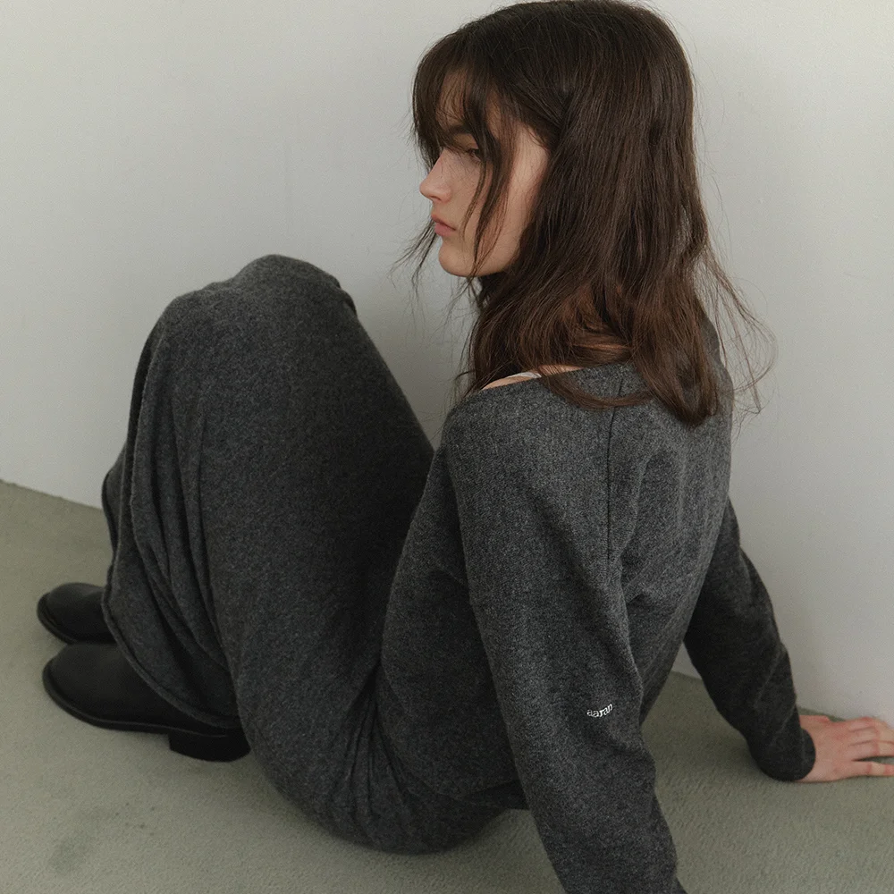 Nora knit long skirt_charcoal