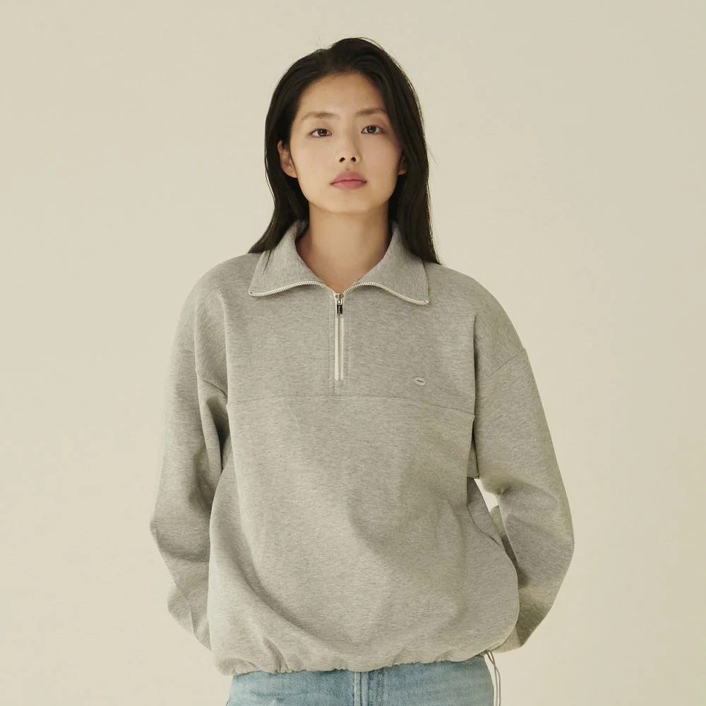 純棉 半 拉鏈 衛衣 - 麻花 灰色/ Cotton Half-Zip Up Sweatshirt - M.Gray