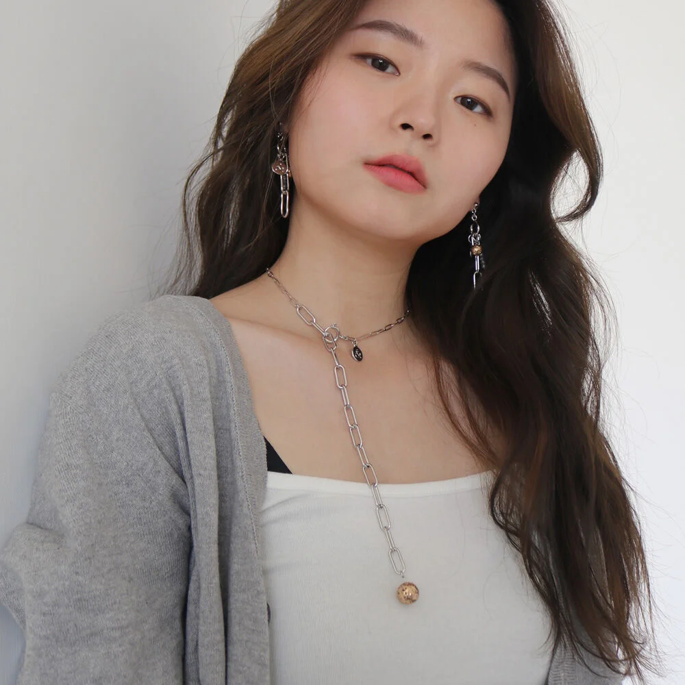 drop planet multi necklace (2colors)