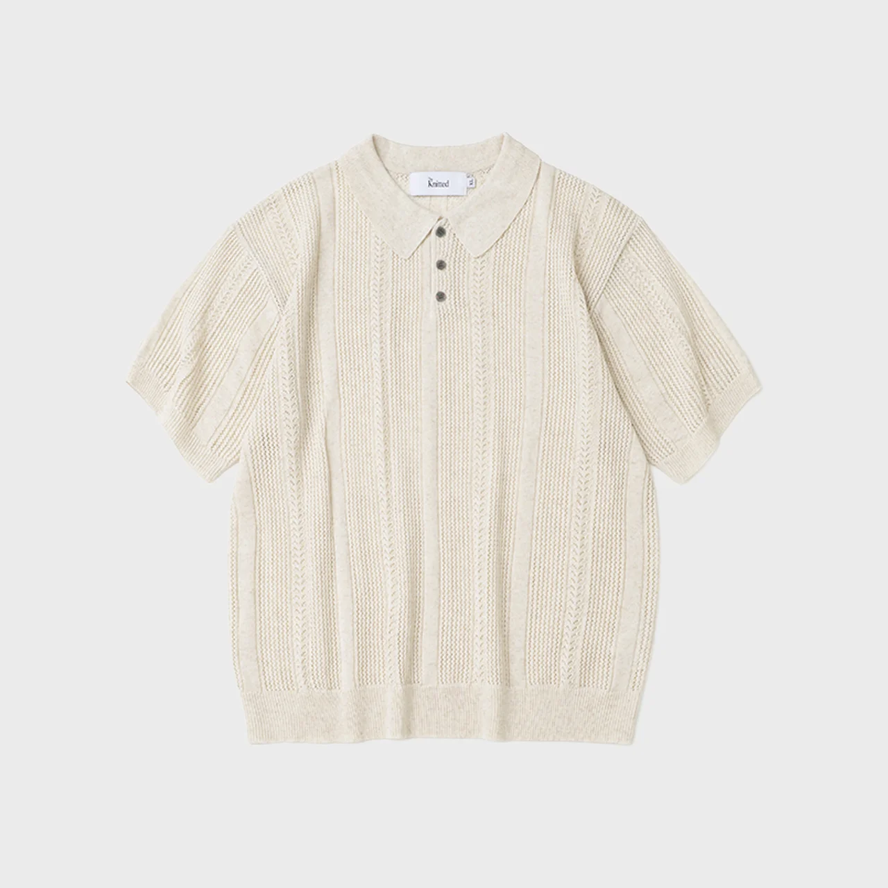 亞麻 鏤空 衣領 短袖 針織衫 LINEN
