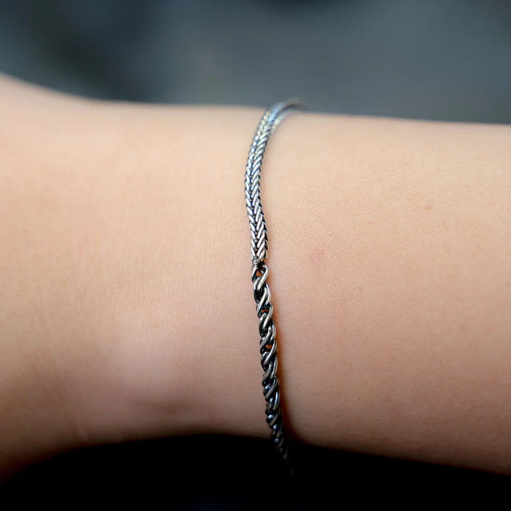 HR 110B_Silver Half & Half Chain Bracelet