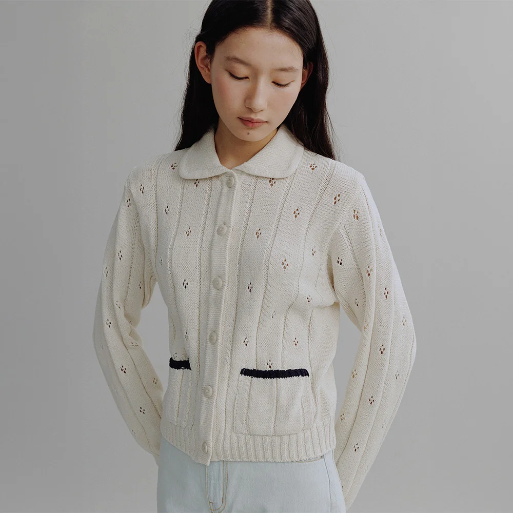 CORY PUNCHING CARDIGAN_CREAM