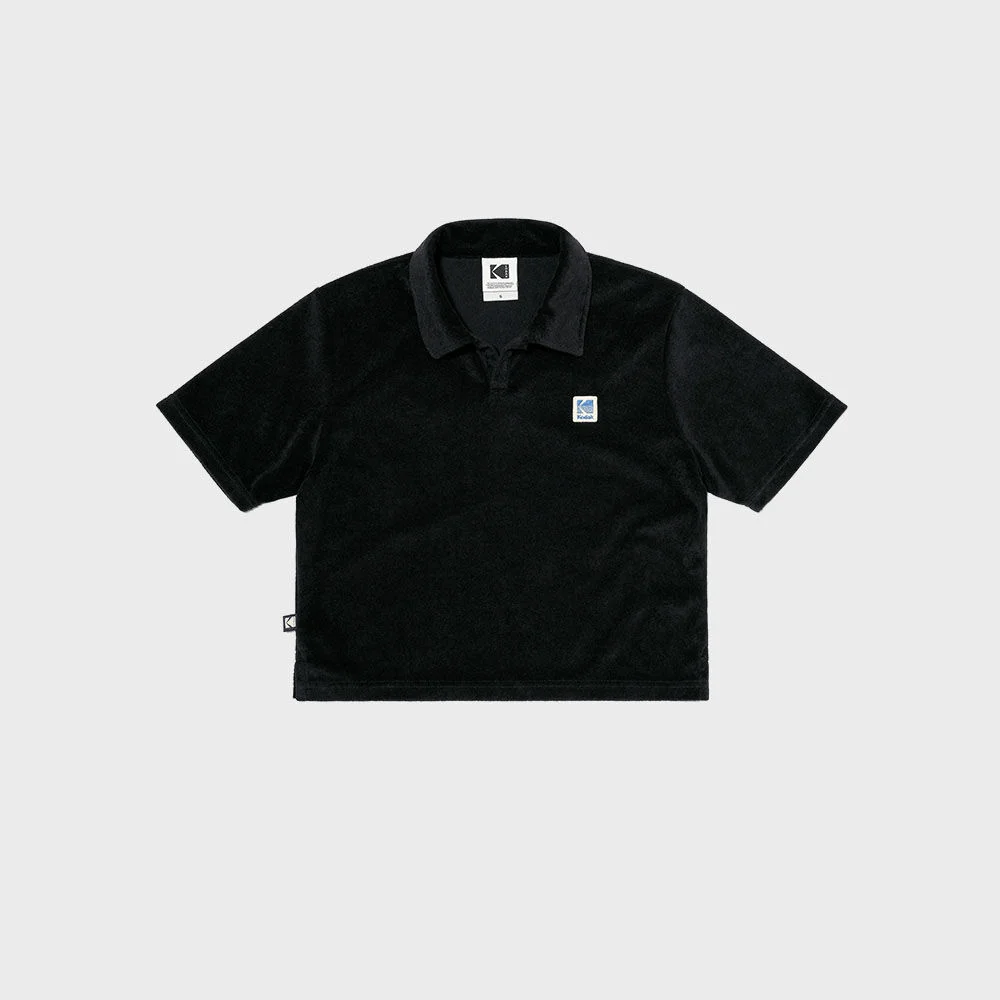 必備款 毛圈布 短版 Polo衫 女裝 BLACK